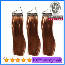 Brazilian Human Virgin Ring Hair Extensions Brwon Color 20inch 100g Weght Remy Hair